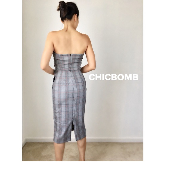 NORDSTROM MAD FOR PLAID Strapless midi dress - Picture 2 of 8